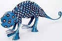 African Tin Animals PTACH Chameleon Painted Tin Statue
