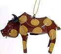 African Tin Animals PTOB Buffalo Painted Tin Ornament
