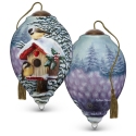 Ne'Qwa Art 7211132i Winter Birdhouse with Two Chickadees Ornament