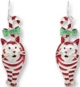 Zarah Co Jewelry 1701Z1 Candy Cane Cat Earrings